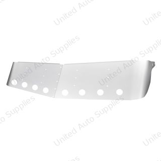13-1/2" Stainless Curved Drop Visor With Eight 2" Light Cutouts For 1995-2006 Kenworth W900