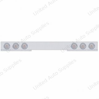 Stainless 1 Piece Rear Light Bar With 6X 10 LED 4" Lights & Bezels - Red LED/Clear Lens