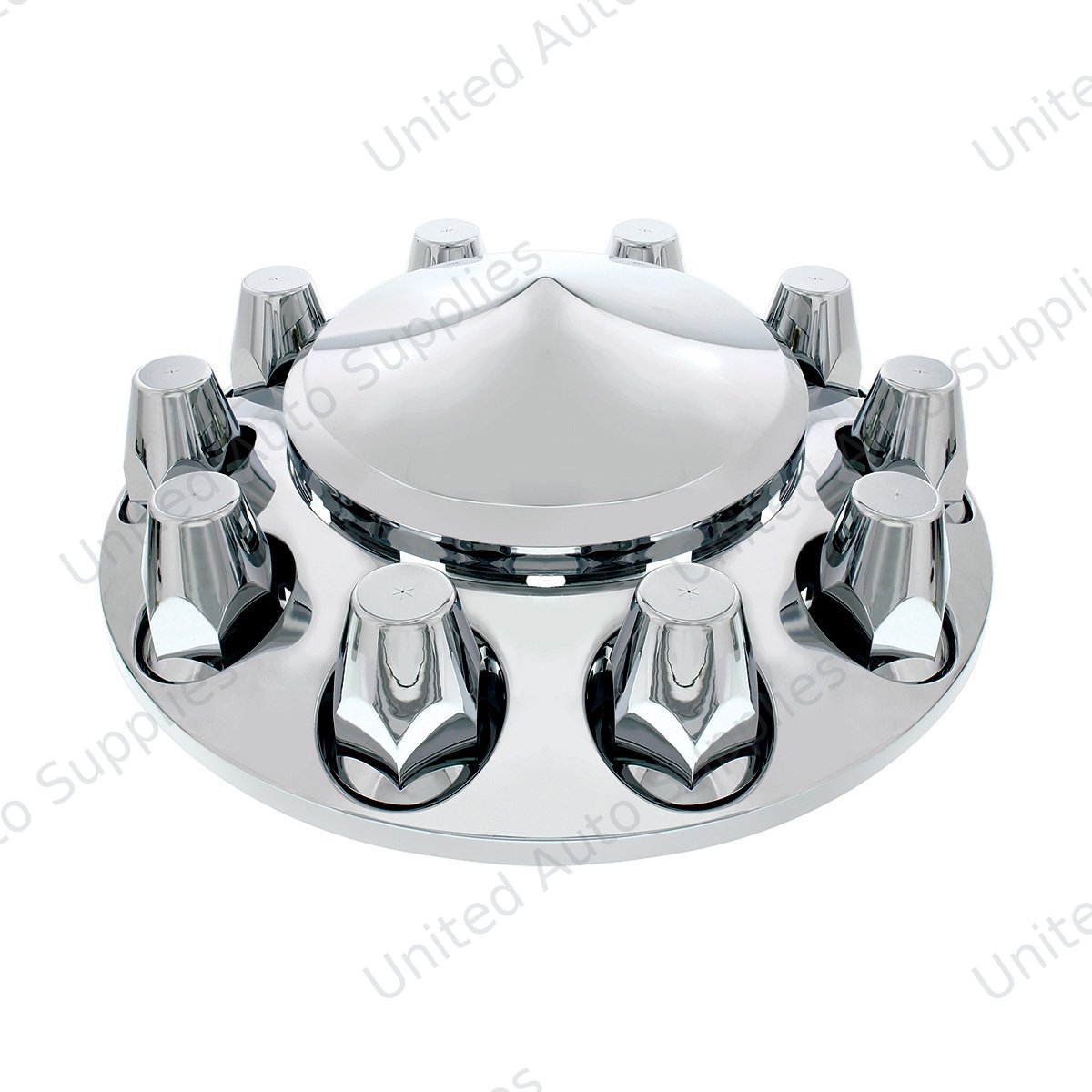 Pointed Front Axle Cover With 33mm Standard Thread-On Nut Covers - Chrome