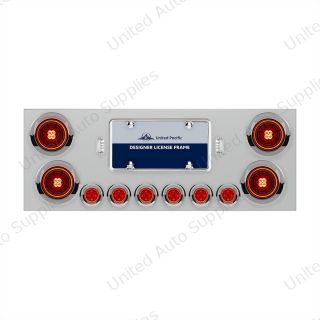 SS Rear Center Panel With Four 13 LED 4" Abyss Light & Six 4 LED 2" Lights & Visors-Red LED/Red Lens