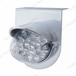 Stainless Light Bracket With 19 LED Reflector Light & Visor - Amber LED/Clear Lens