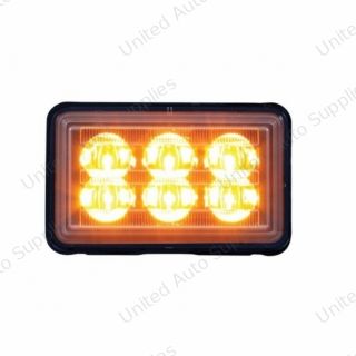 6 High Power LED Rectangular Warning Light With Bracket - Amber LED (Bulk)
