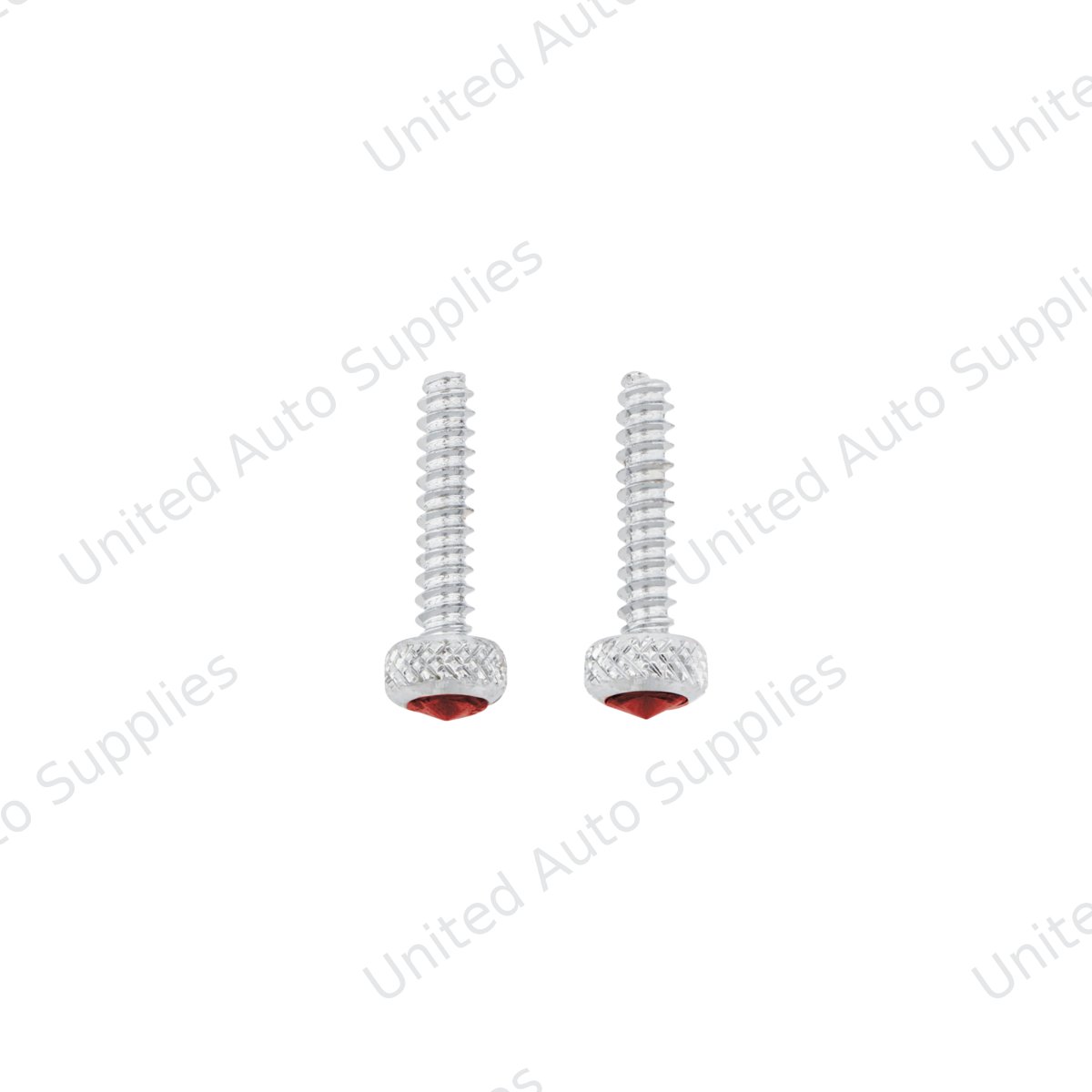 Chrome Short Dash Screw For Freightliner With Red Crystal (2-Pack)