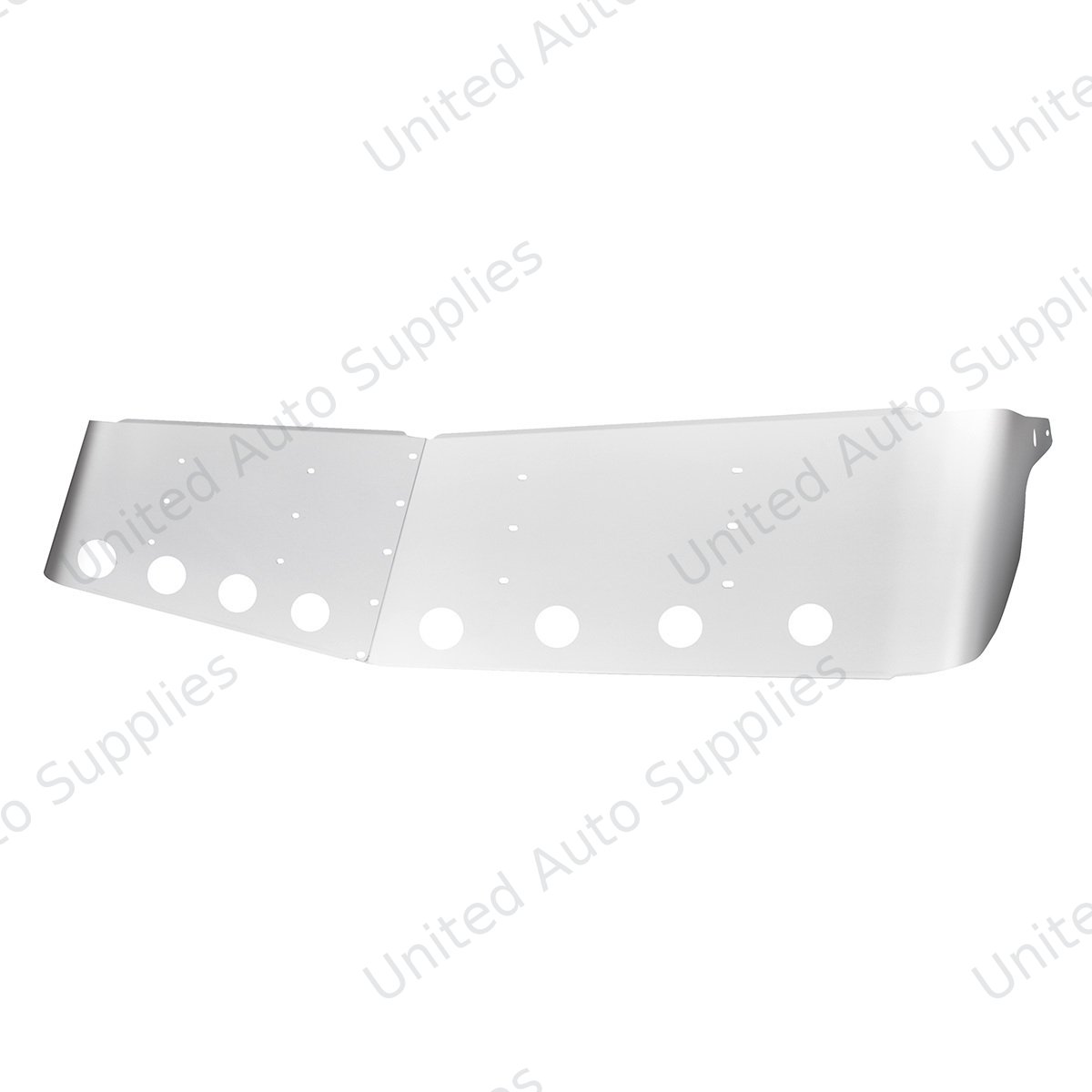 13-1/2" Stainless Curved Drop Visor With Eight 2" Light Cutouts For 1995-2006 Kenworth W900