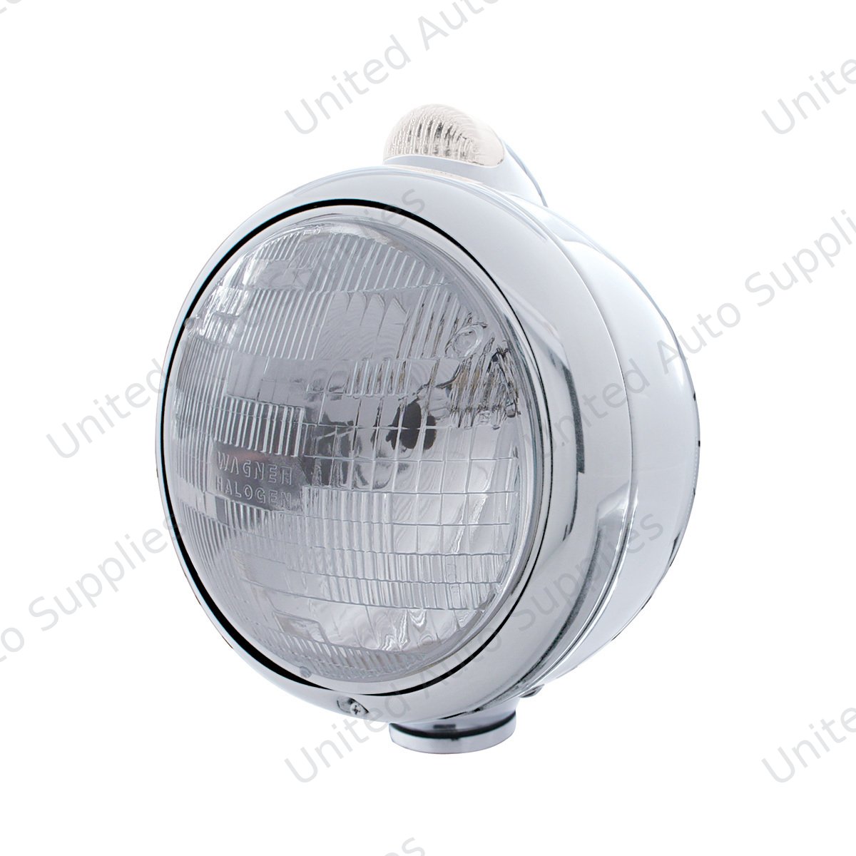 Chrome Guide 682-C Headlight H6024 & Dual Mode LED Signal - Clear Lens