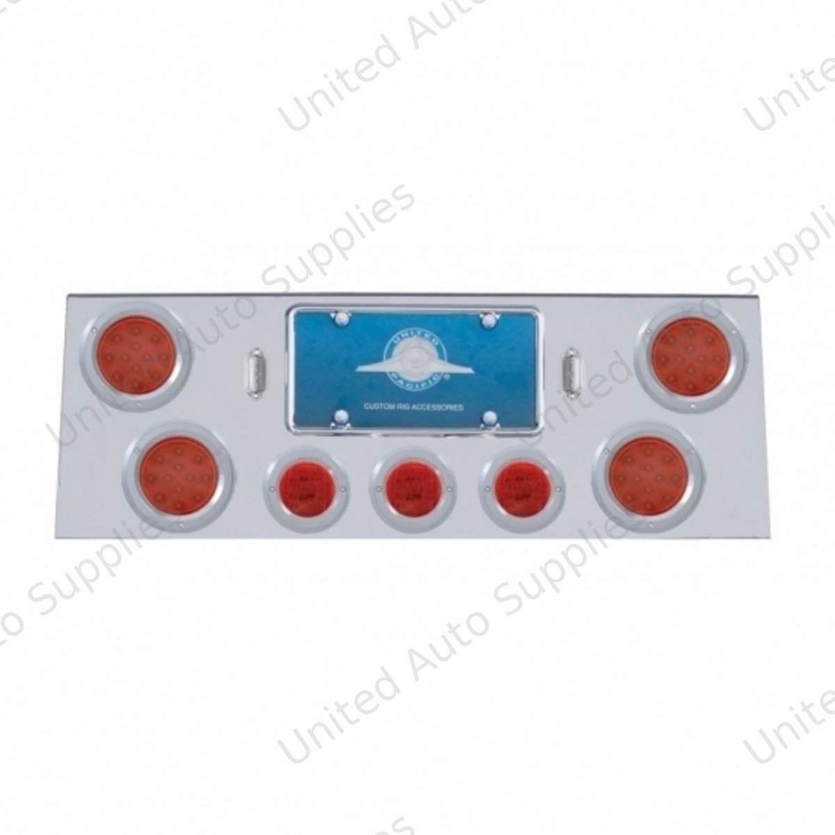 SS Rear Center Panel With 4X 12 LED 4" Reflector Light & 3X 13 LED 2.5" Light & Bezel -Red LED & Lens