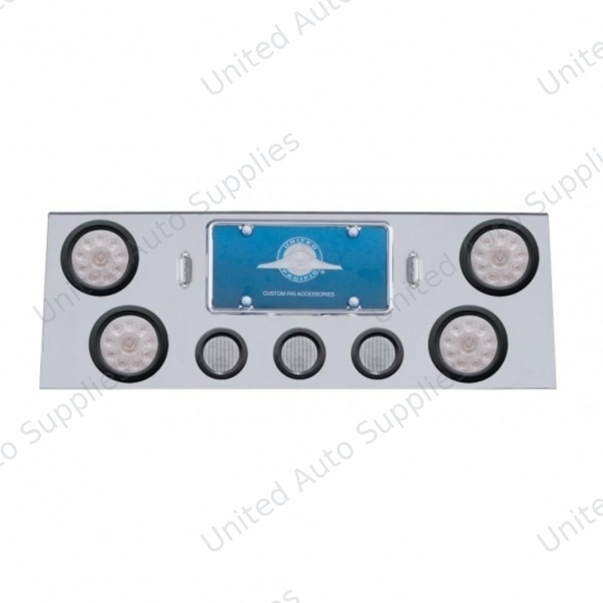SS Rear Center Panel With 4X 10 LED 4" Lights & 3X 13 LED 2.5" Lights -Red LED/Clear Lens