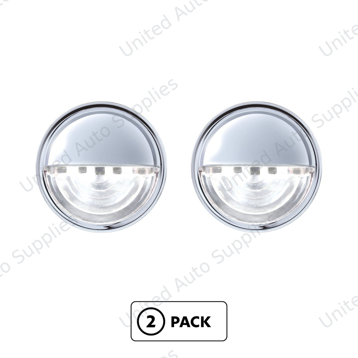 4 LED Round License Light - White LED (2-Pack)