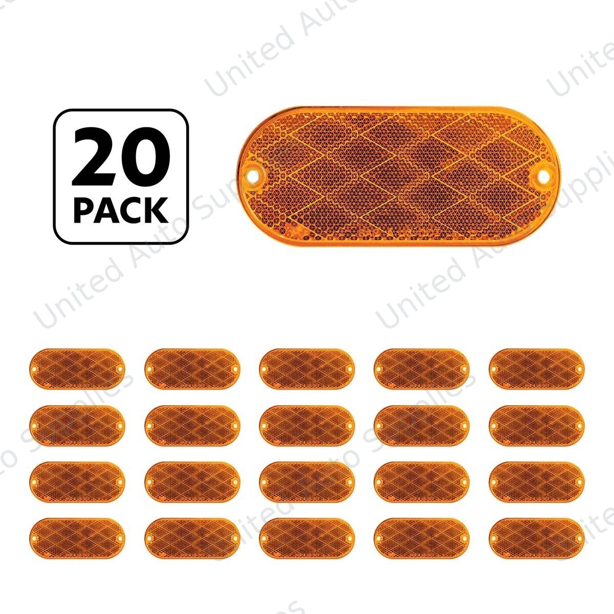 4" X 2" Oval Quick Mount Reflector - Amber (20 Pcs)