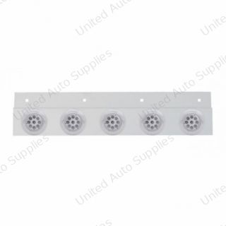 Stainless Top Mud Flap Plate With 5X 9 LED 2" Reflector Lights & Visors - Red LED/Clear Lens (Each)