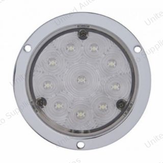 10 LED 4" Round Flange Mount Light (Stop, Turn & Tail) - Red LED/Clear Lens