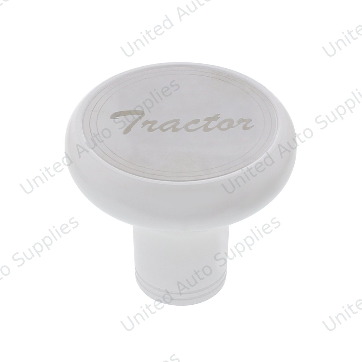 Deluxe Aluminum Screw-On Air Valve Knob With Stainless "Tractor" Plaque - Pearl White
