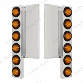 FL SS Front Air Cleaner Bracket W/12X 9 LED 2" Beehive Lights -Amber LED & Lens (Pair)
