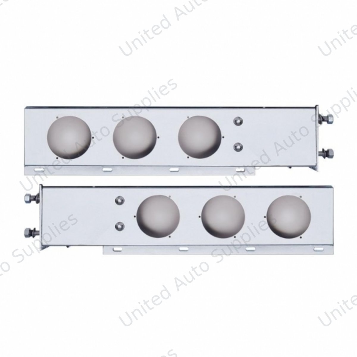 3-3/4" Bolt Pattern 430 SS Spring Loaded Light Bar With Three 4" Light Cutouts (Pair)