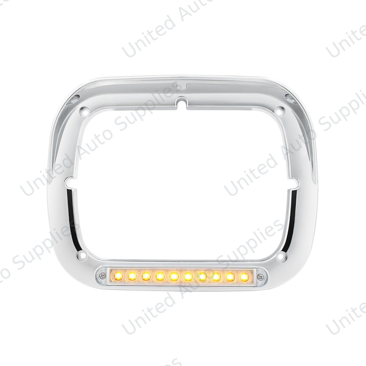 10 LED 5" x 7" Headlight Bezel With Visor - Amber LED/Clear Lens