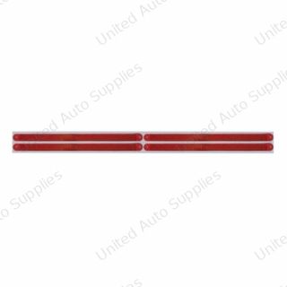 Chrome Top Mud Flap Plate With Four 14 LED 12" Light Bars - Red LED/Red Lens (Each)