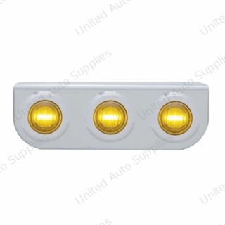 Stainless Light Bracket With 3X 3 LED 3/4" Mini Lights - Amber LED/Amber Lens