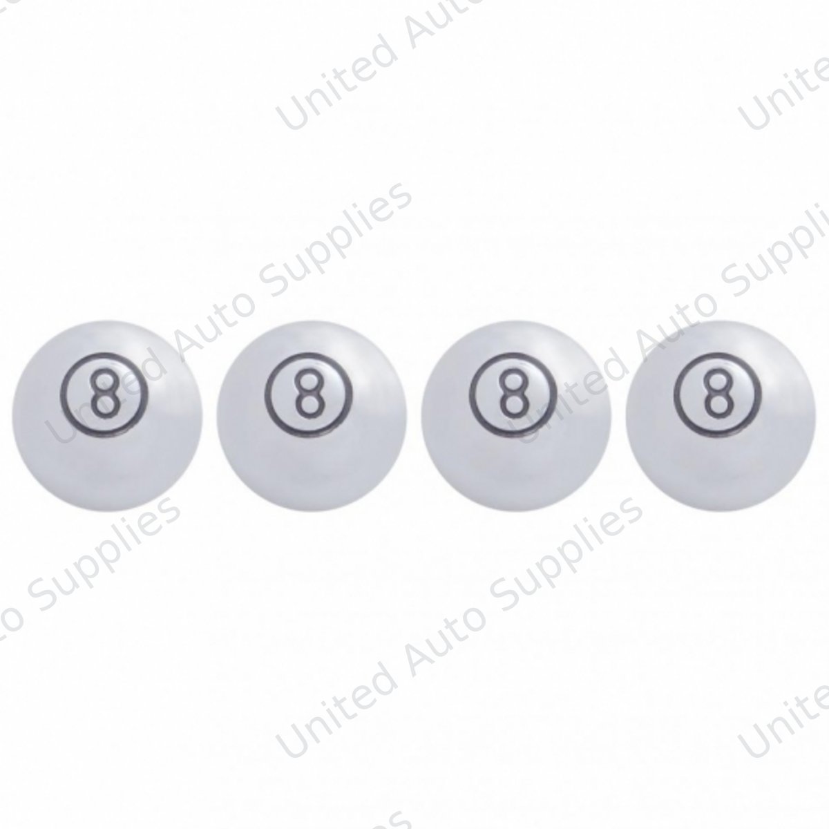 Chrome Large "8" Ball Valve Caps (4-Pack)