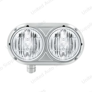 Headlight Assembly With Crystal Halogen Bulbs & 304 SS Housing For Peterbilt 359- Driver