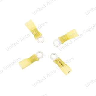 12-10 AWG #10 Stud CS Heat Shrink Ring Terminal - Yellow (4-Pack)