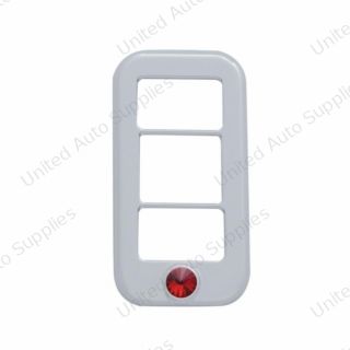 Rocker Switch Cover With 3 Openings & Red Crystal For Freightliner (3-Pack)