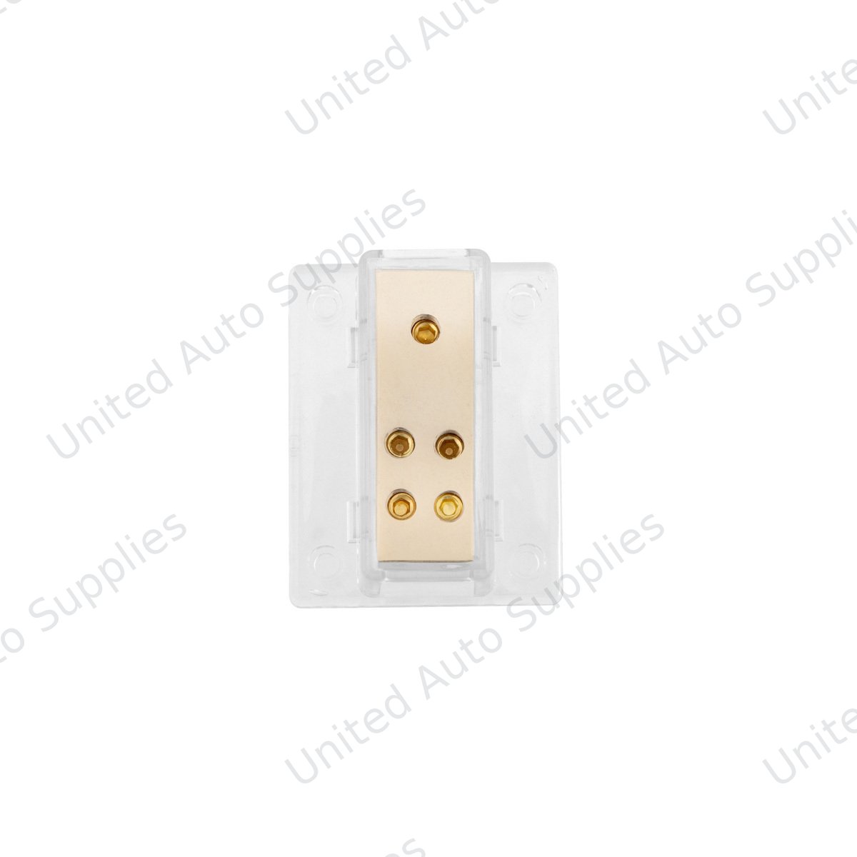 Gold Distribution Block with (1) 4 AWG input and (4) 8 AWG outputs, Rectangular Shape 1 Pc.