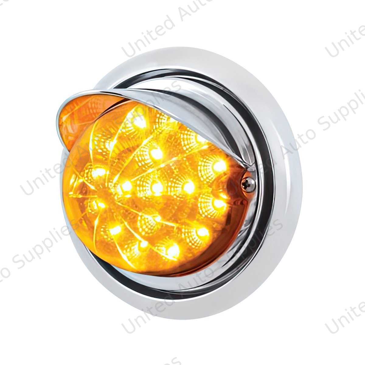 Front Bumper Light With 17 Amber LED Reflector Light & Visor For Freightliner Columbia - Amber Lens