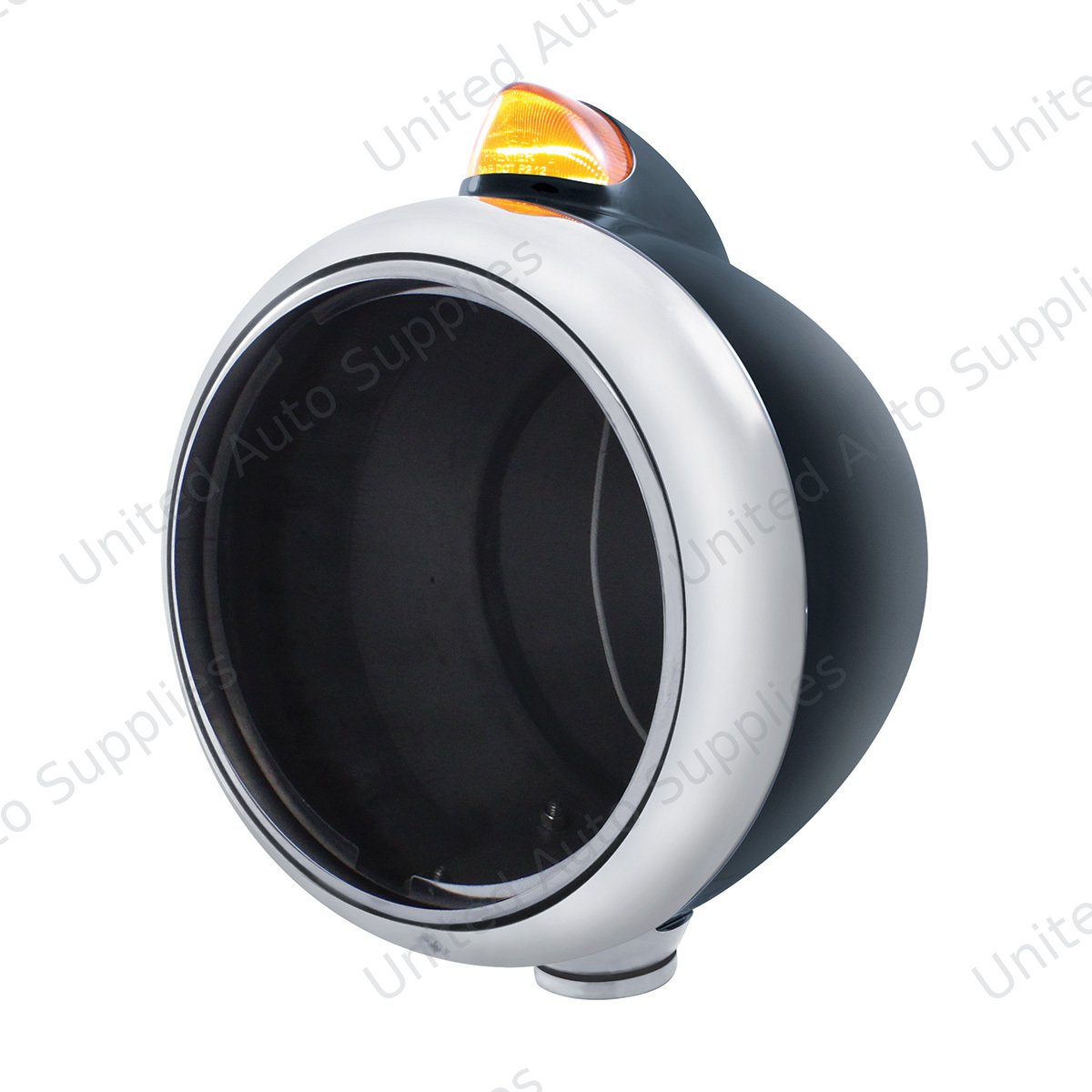 Black Guide 682-C Headlight No Bulb With Original Style LED Signal - Amber Lens