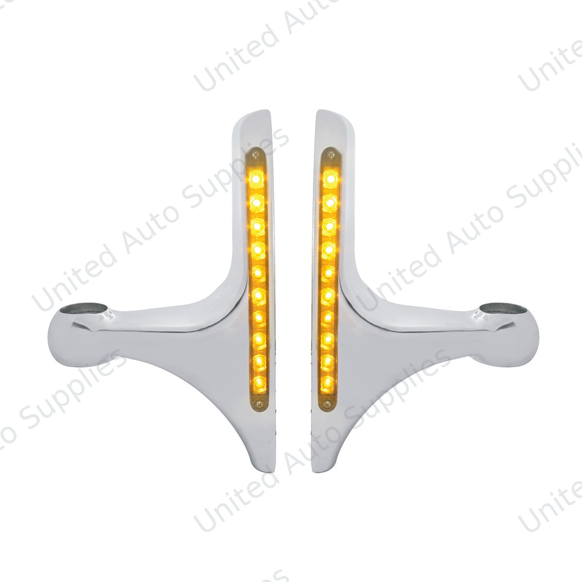 LED Headlight Bracket - 10 Amber LED/Clear Lens (Pair)