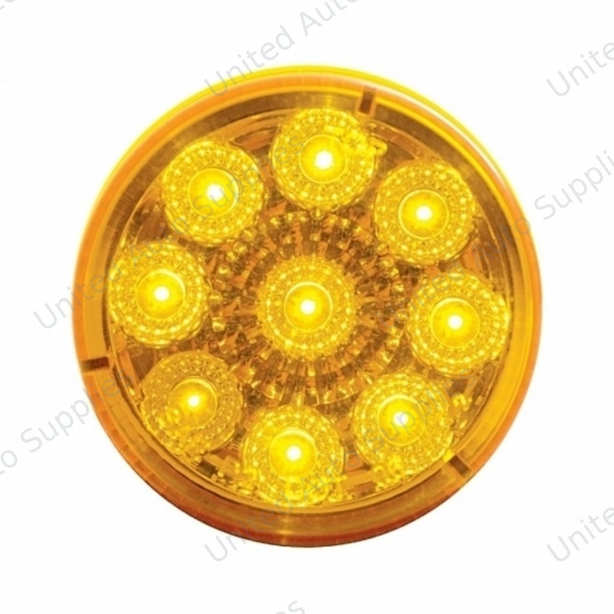 9 LED 2" Round Reflector Light (Clearance/Marker) - Amber LED/Amber Lens