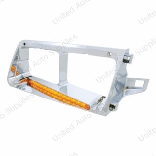 14 LED Headlight Bezel For 1989-2009 Freightliner FLD - Driver - Amber LED/Amber Lens