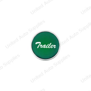 Aluminum Screw-On Air Valve Knob With Glossy Trailer Script Sticker - Green Sticker