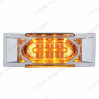 16 LED Reflector Light (Clearance/Marker) With Chrome Bezel - Amber LED/Clear Lens
