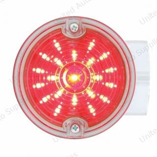 21 LED 3-1/4" Signal Light For Harley Motorcycle With Housing - Red LED/Clear Lens