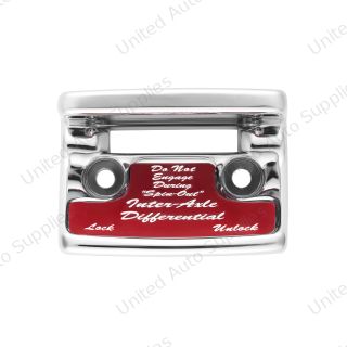 Chrome Plastic Axle/Differential Switch Guard With Glossy Sticker For 1990-2010 Freightliner Classic-Red