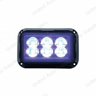 6 High Power LED Rectangular Warning Light - Blue LED (Bulk)
