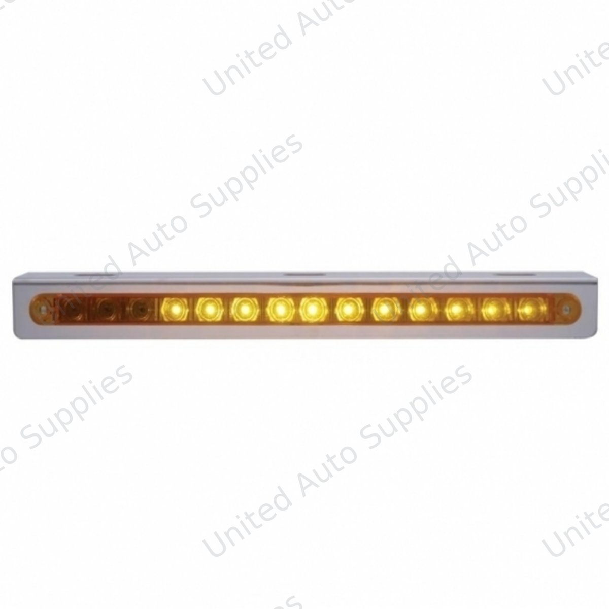 Stainless Light Bracket With 14 LED 12" Sequential Light Bar (Right to Left) - Amber LED/Amber Lens