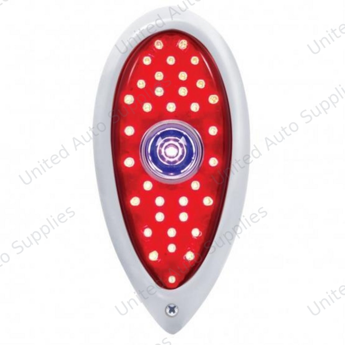 33 LED Tail Light With Blue Dot & Stainless Steel Bezel For 1938-39 Ford Car