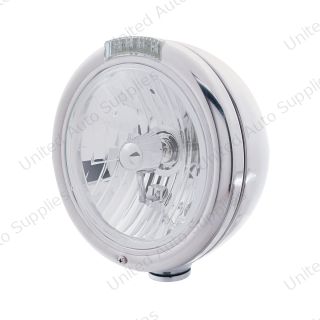 Chrome Classic Headlight Crystal H4 Bulb & LED Turn Signal - Clear Lens