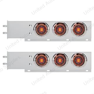 2.5" Bolt Pattern SS Spring Loaded Bar With 6X 4" 13 LED Abyss Lights & Visors - Red LED/Clear Lens (Pair)