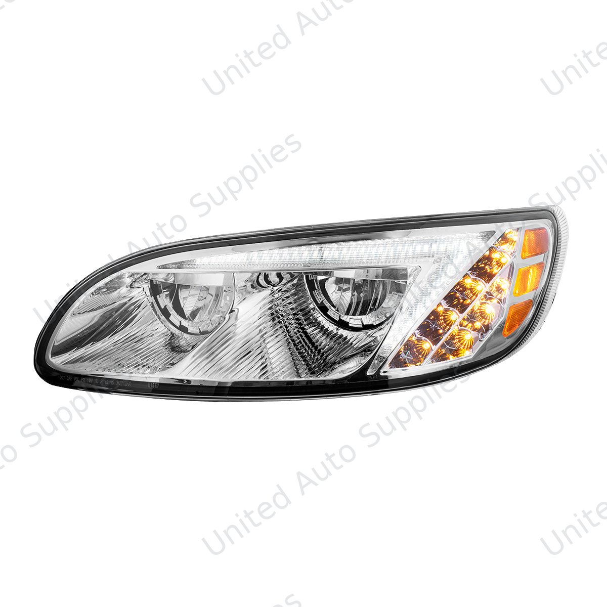 Chrome LED Headlight For Peterbilt 386 (2005-2015) & 387 (1999-2010) - Driver