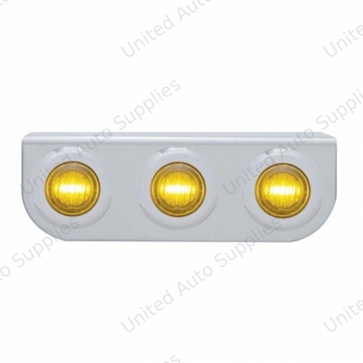 Stainless Light Bracket With 3X 3 LED 3/4" Mini Lights - Amber LED/Amber Lens