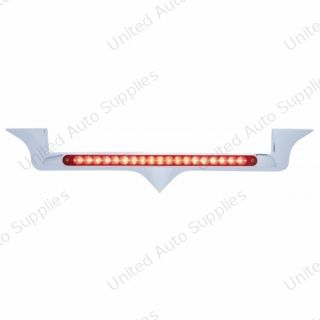 Chrome Hood Emblem Trim With 19 LED Reflector Light Bar For Kenworth - Red LED/Red Lens