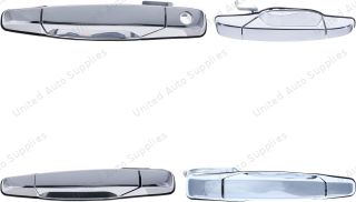 Exterior Door Handle Front LH, Front RH, Rear LH, Rear RH Plastic All Chrome for 2007-2013 Chevrolet Avalanche Tahoe Suburban Silverado; 2007-2013 GMC Yukon Sierra; 2007-2013 Cadillac Escalade