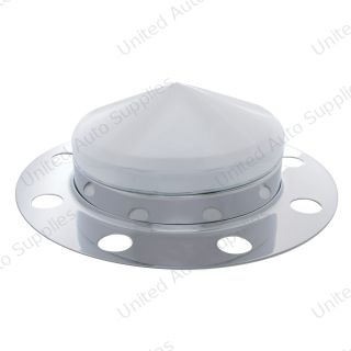 Chrome Pointed Front Axle Cover 3PC Kit For 33mm Nut Cover - Steel/Aluminum Wheel (8 Hole)