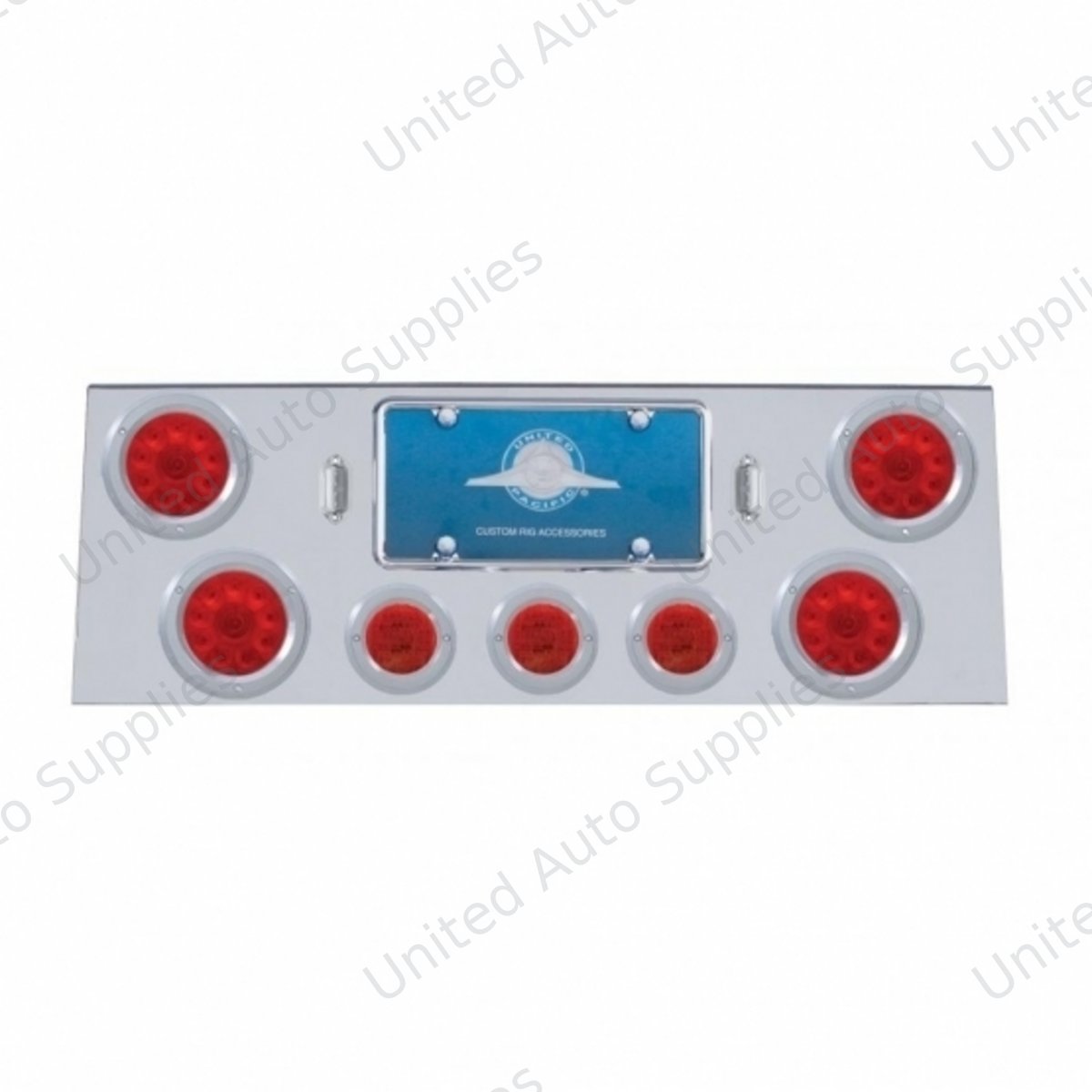 SS Rear Center Panel With 4X 10 LED 4" Lights & 3X 13 LED 2.5" Lights & Bezel -Red LED & Lens