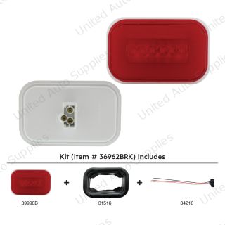 GloLight 14 LED Rectangular Stop/Turn/Tail Light Kit - Red LED/Red Lens