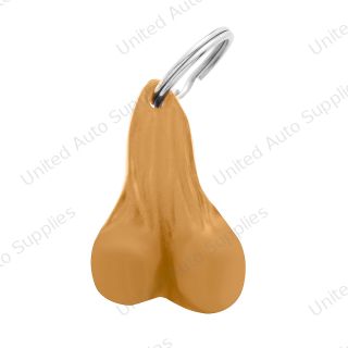 2.5" Small Plastic Low-Hanging Balls Novelty Keychain - Tan