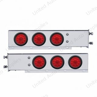 2.5" Bolt Pattern SS Spring Loaded Bar With 6X 4" 10 LED Lights -Red LED & Lens (Pair)