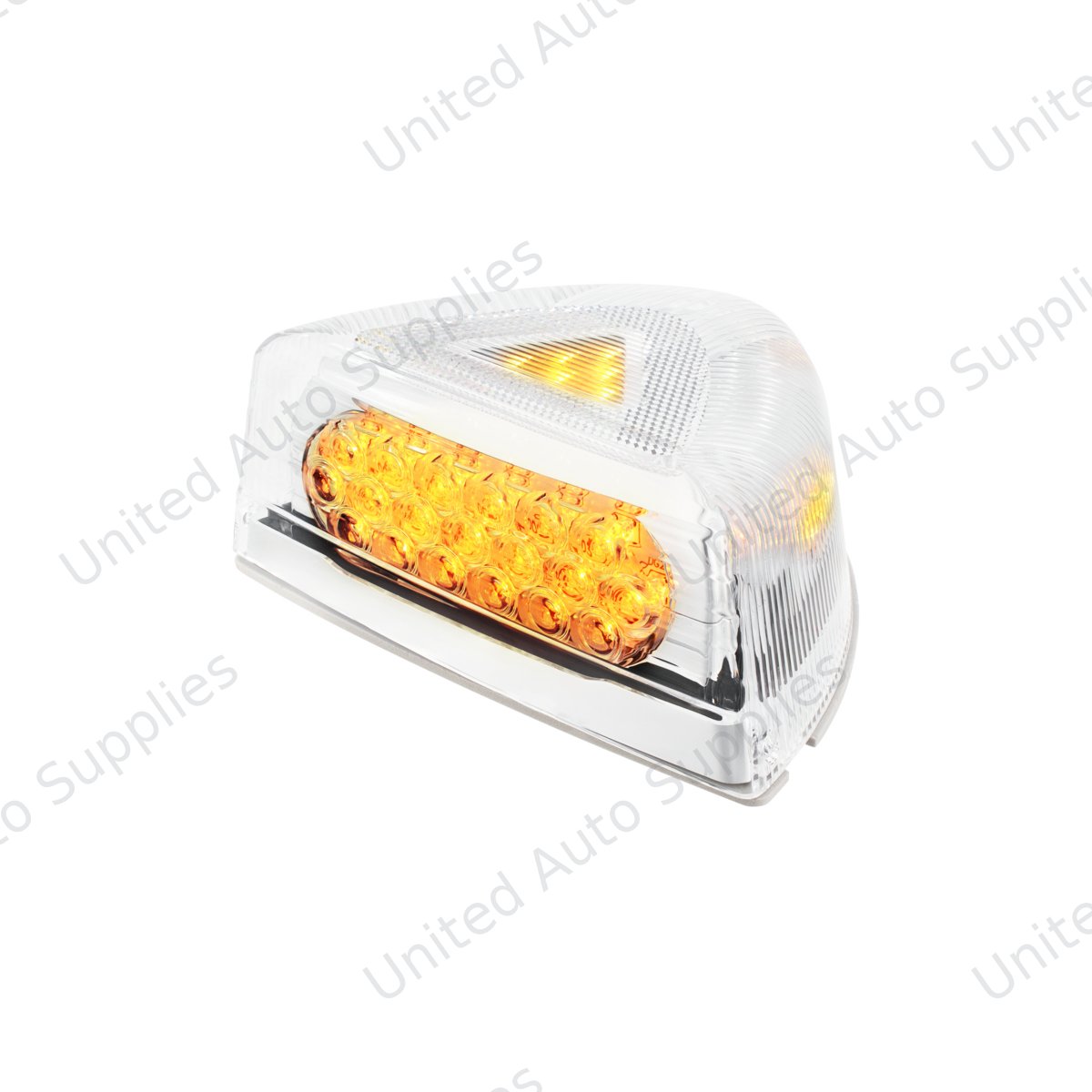 37 LED Turn Signal Light With Chrome Base For 1987-2007 Peterbilt 379/378/357- Amber LED/Clear Lens